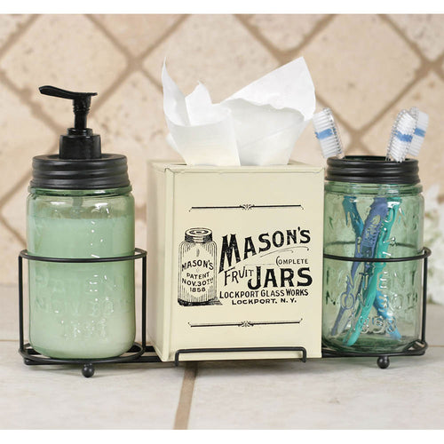 Mason Jar Bathroom Caddy with Tissue Box